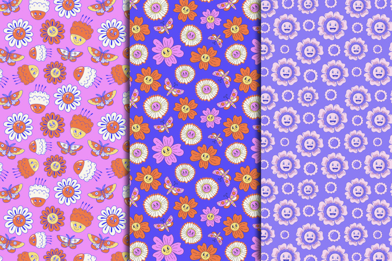 cartoon-flowers-seamless-patterns-amp-papers