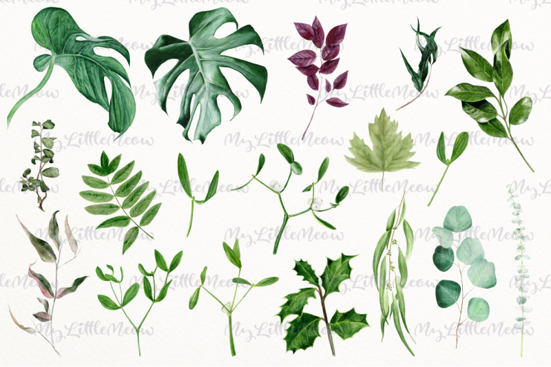 summer-greenery-watercolor-clipart