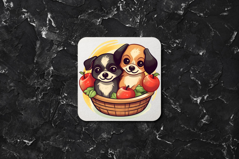 cute-puppies-in-a-fruits-basket-illustration-clipart