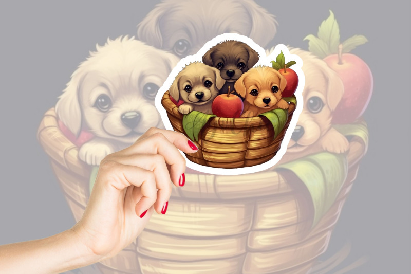 cute-puppies-in-a-fruits-basket-illustration-clipart