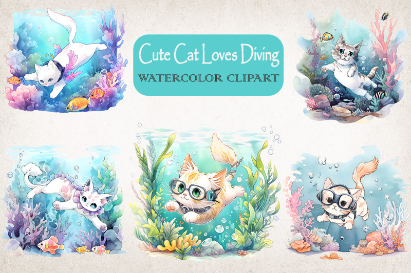 cute-cat-diving-summertime-bundle