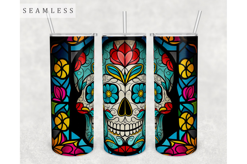 stained-glass-sugar-skull-tumbler-wrap-20-oz-skinny-tumbler-wrap