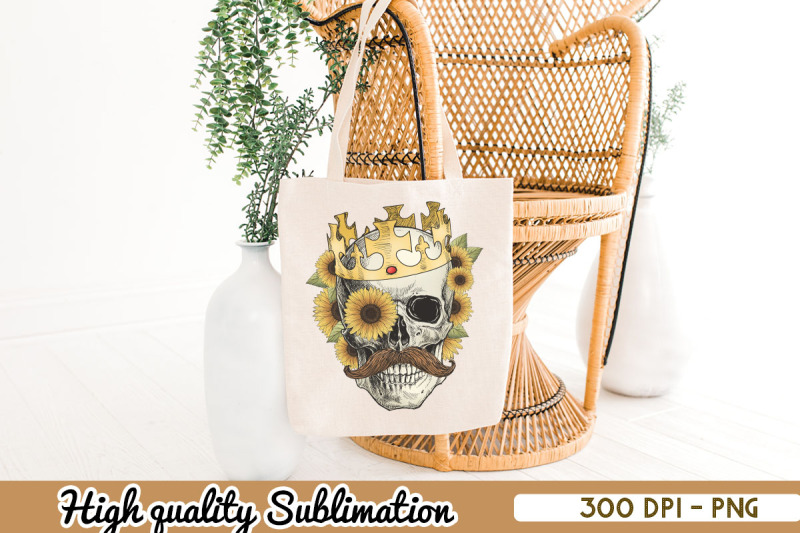 vintage-skull-crown-sunflower