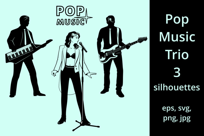 pop-music-trio-silhouettes-svg