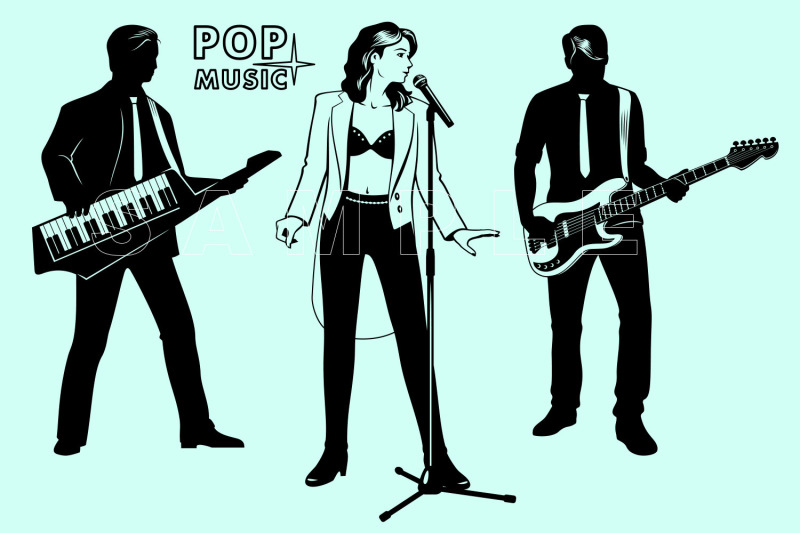 pop-music-trio-silhouettes-svg