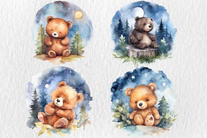watercolor-bear-baby-dreaming