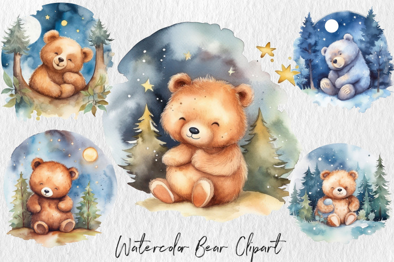 watercolor-bear-baby-dreaming