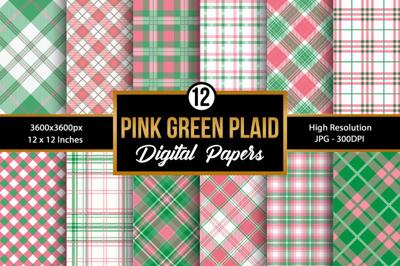 pink-amp-green-plaid-backgrounds-digital-papers