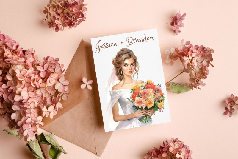 bride-with-a-bouquet-of-flowers-clipart