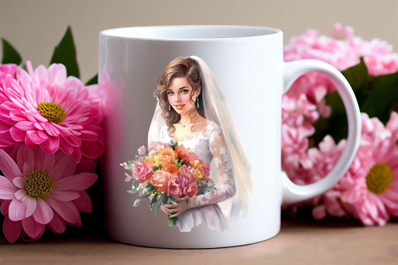 bride-with-a-bouquet-of-flowers-clipart