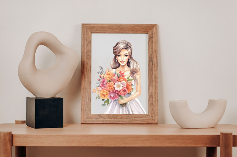 bride-with-a-bouquet-of-flowers-clipart