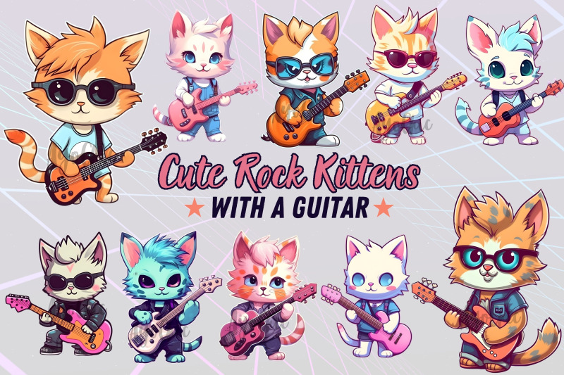 cute-rockstar-musician-kittens-with-a-guitar