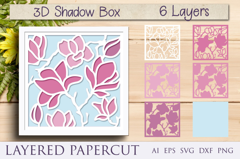 magnolia-flowers-shadow-box-layered-papercut