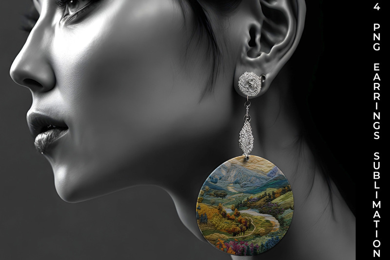 embroidery-mountain-landscape-round-earrings-png