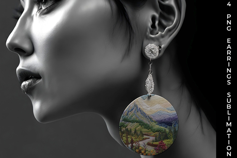 embroidery-mountain-landscape-round-earrings-png