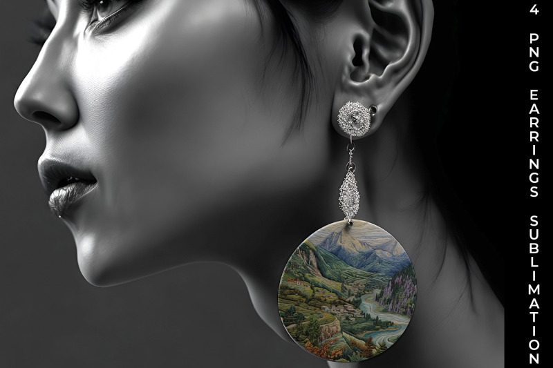 embroidery-mountain-landscape-round-earrings-png