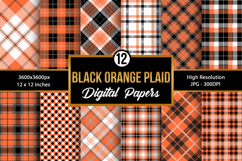 black-amp-orange-plaid-pattern-backgrounds