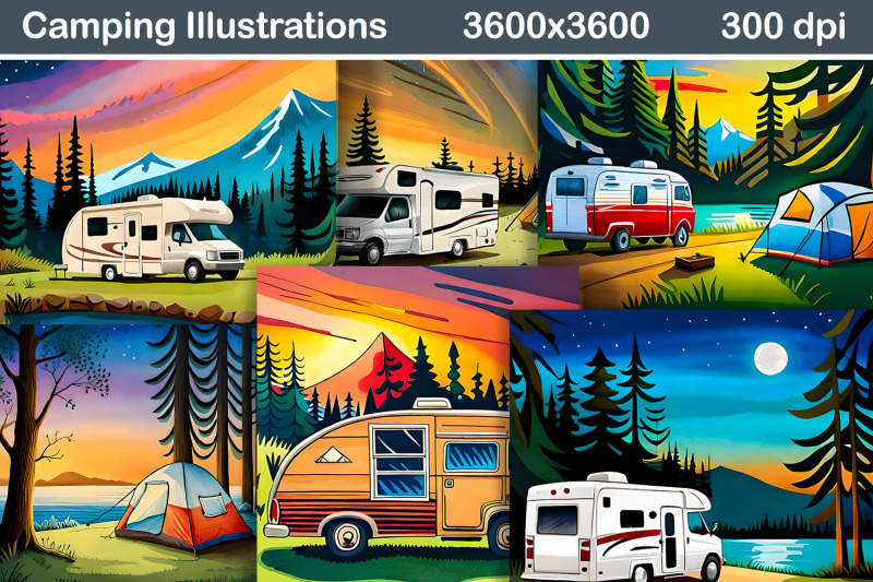 camping-illustration-camping-digital-paper