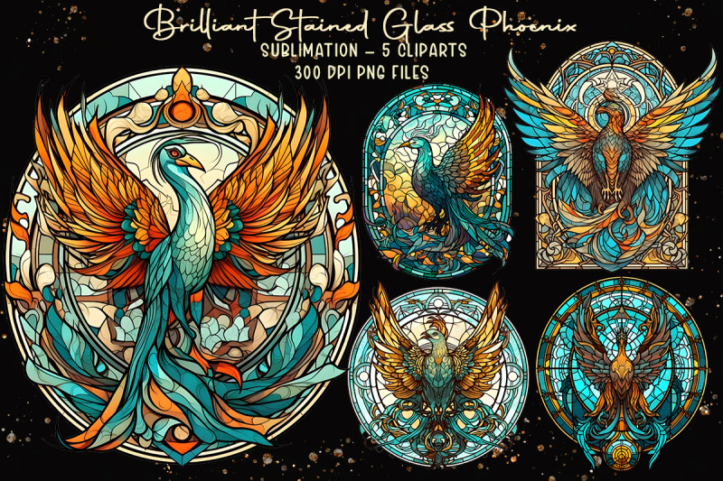 Brilliant Stained Glass Phoenix By Zemira | TheHungryJPEG