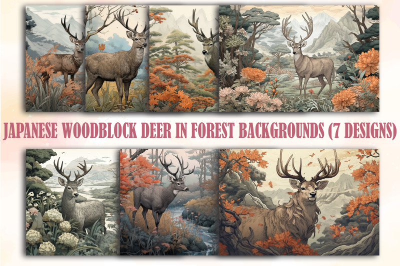 japanese-woodblock-deer-in-forest-nbsp-backgrounds