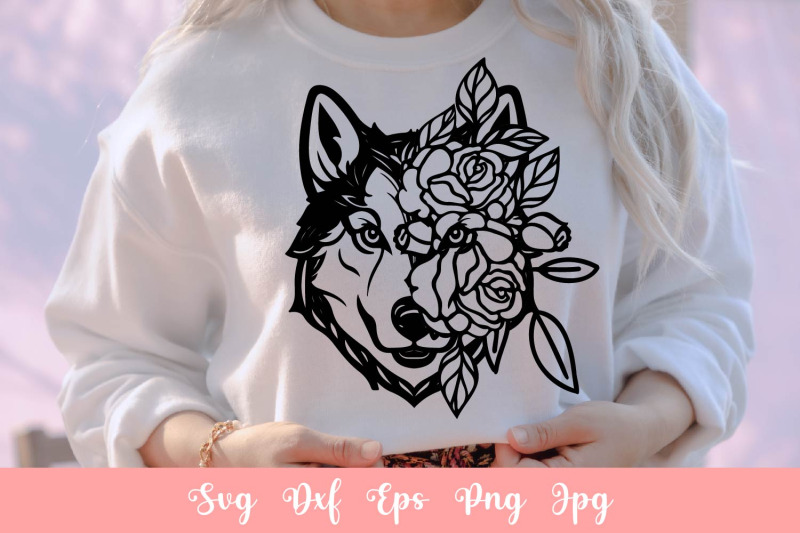 cute-husky-dog-with-flowers-animal-pet-svg-file