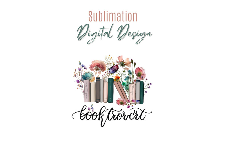 booktrovert-png-for-sublimation-book-wildflowers-png-digital-download