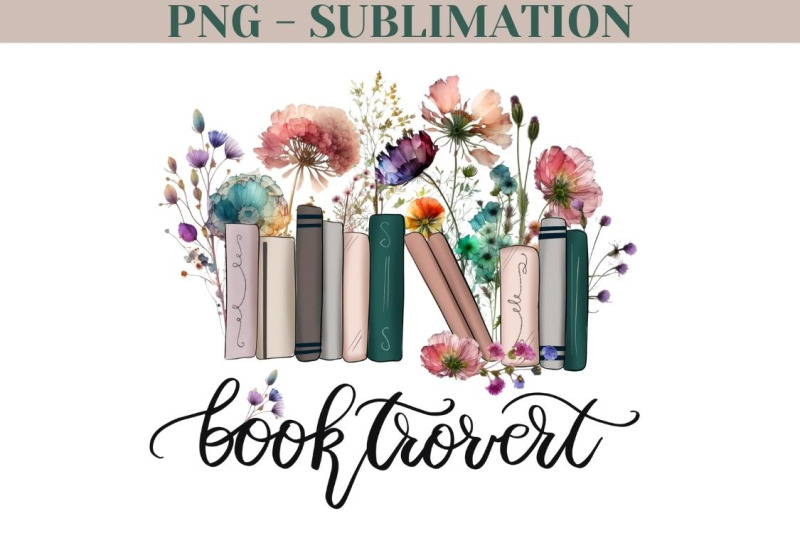 booktrovert-png-for-sublimation-book-wildflowers-png-digital-download