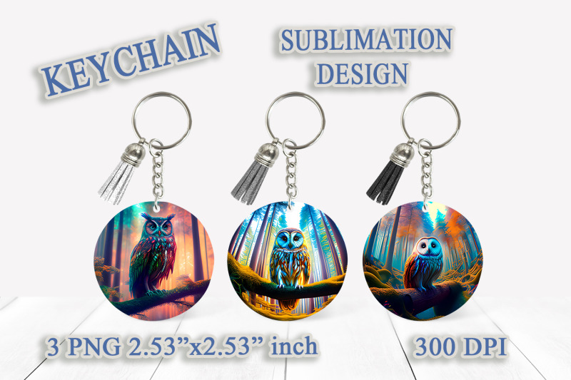 owl-keychain-bundle-keyring-sublimation-design-keychain