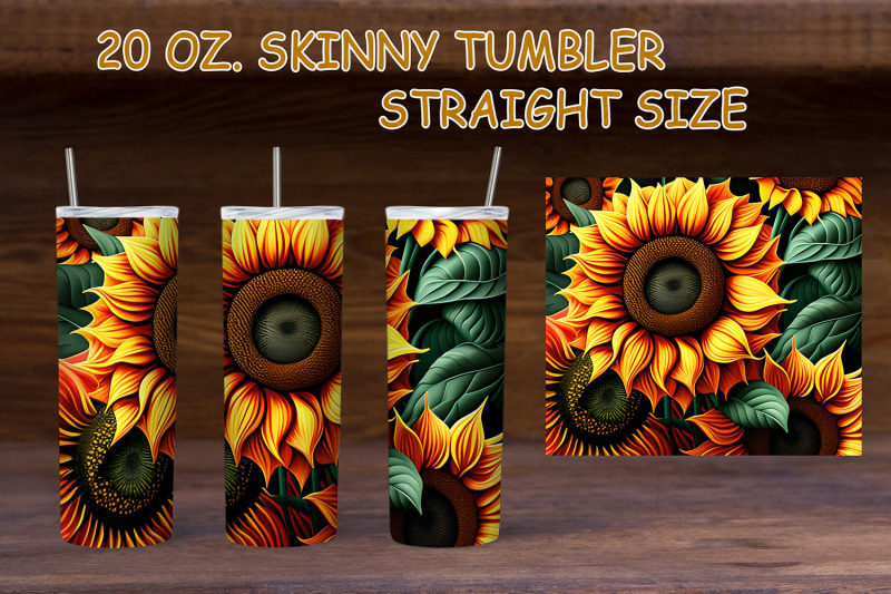 tumbler-sublimation-20oz-skinny-tumbler-wrap-sunflower-png