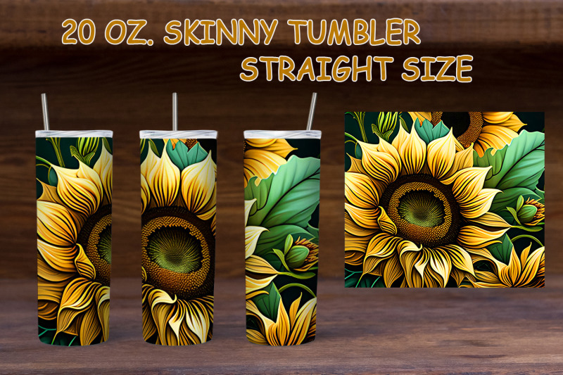 tumbler-sublimation-20oz-skinny-tumbler-wrap-sunflower-png