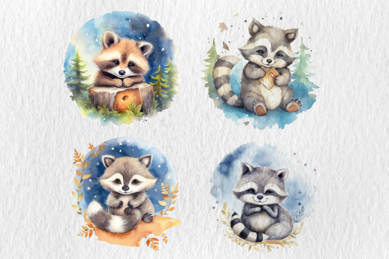watercolor-raccoon-baby
