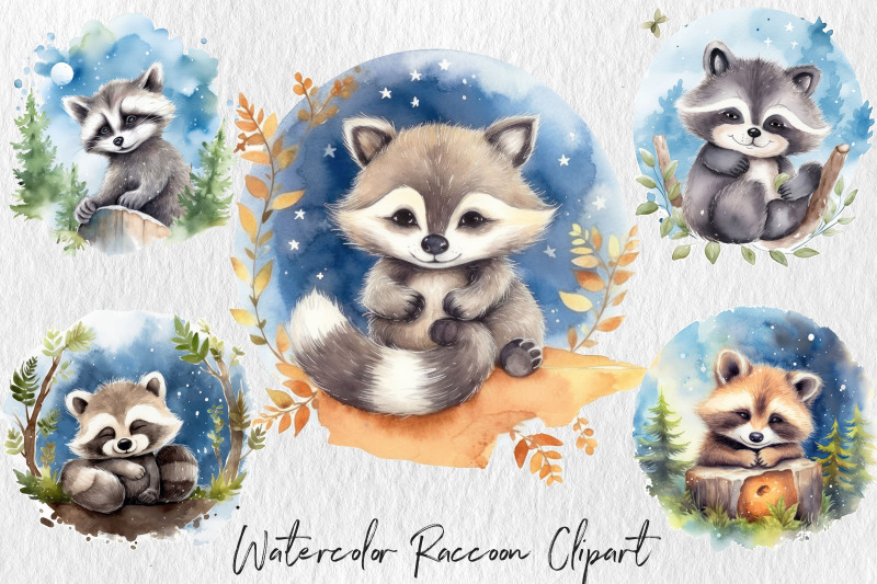 watercolor-raccoon-baby