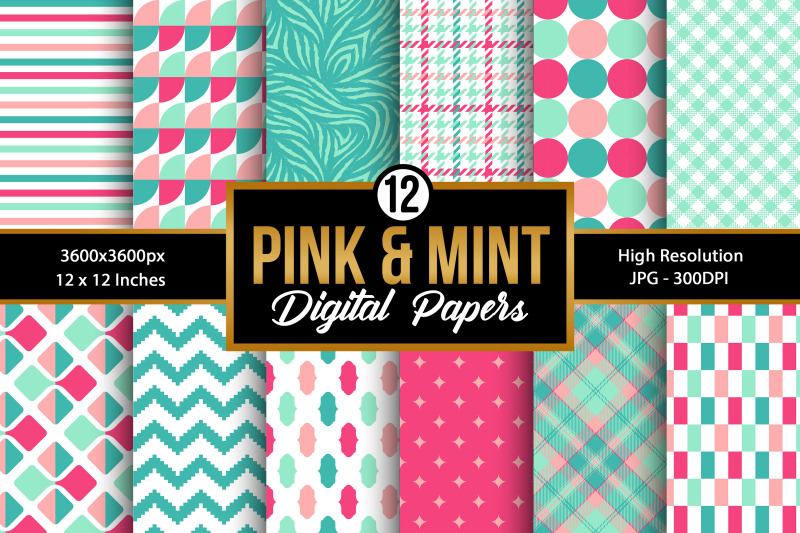 pink-and-mint-seamless-pattern-digital-papers