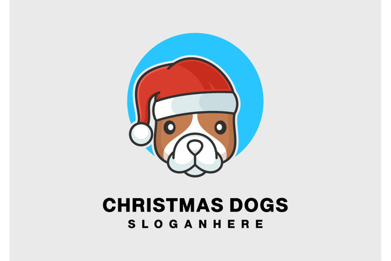 christmas-dog-with-santa-hat-logo-abstract-monogram-vector-template