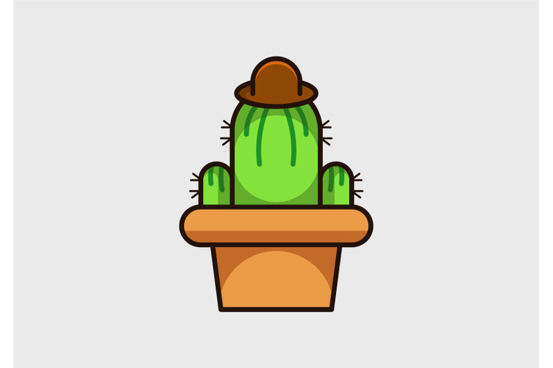 detective-cactus-in-pot-cartoon-logo-abstract-monogram-vector-template