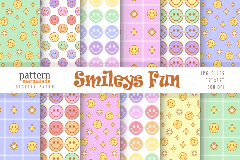 smileys-fun-digital-paper-smiley-pattern-bw005c