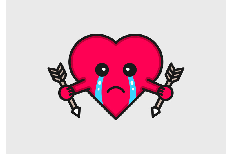 sad-heart-with-tears-cartoon-logo-abstract-monogram-vector-template