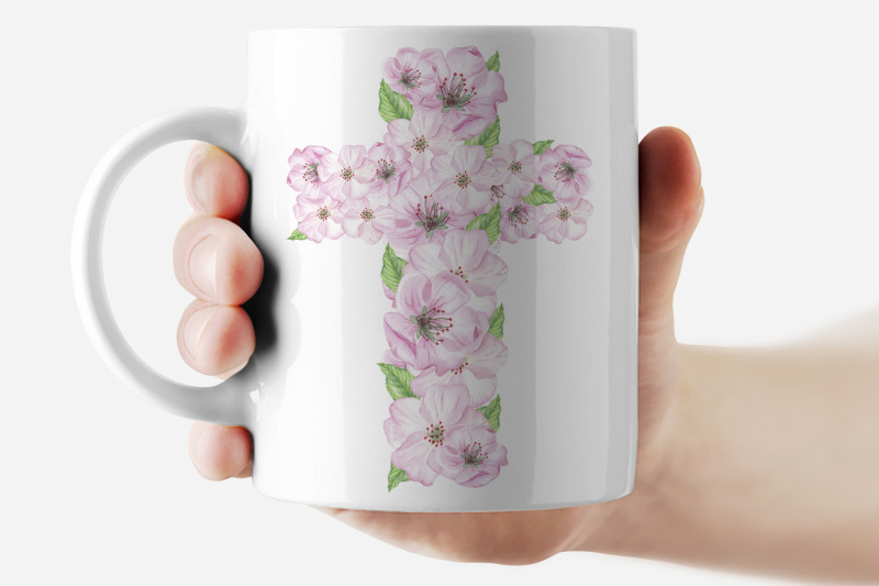 watercolor-cherry-flowers-cross-pink-sublimation-png-jpg