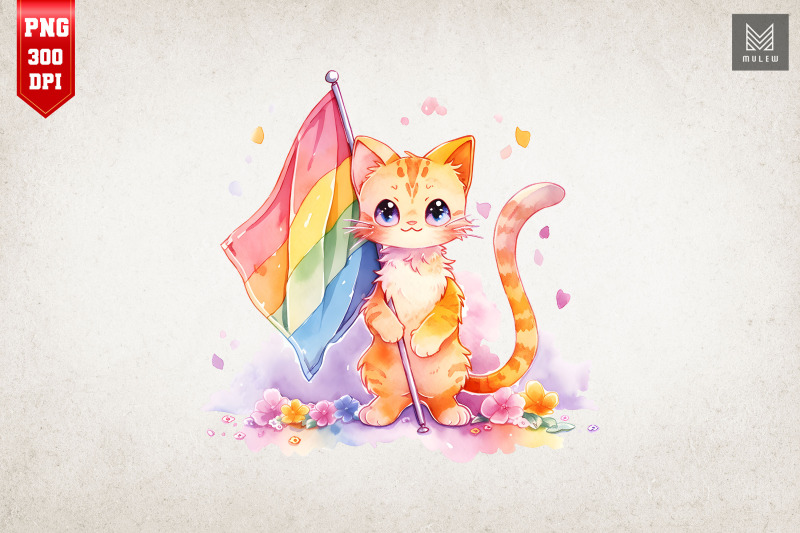 lgbtq-rainbow-cute-cat-watercolor-bundle