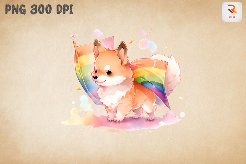 lgbtq-rainbow-cute-dog-watercolor-bundle