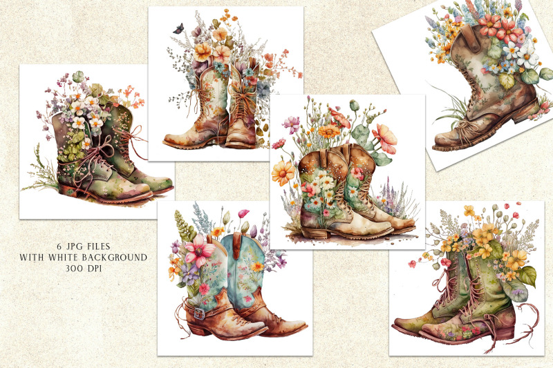 watercolor-cowgirl-boots-and-flowers