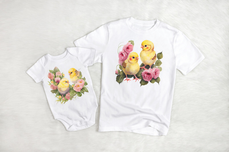 watercolor-cute-floral-chickens