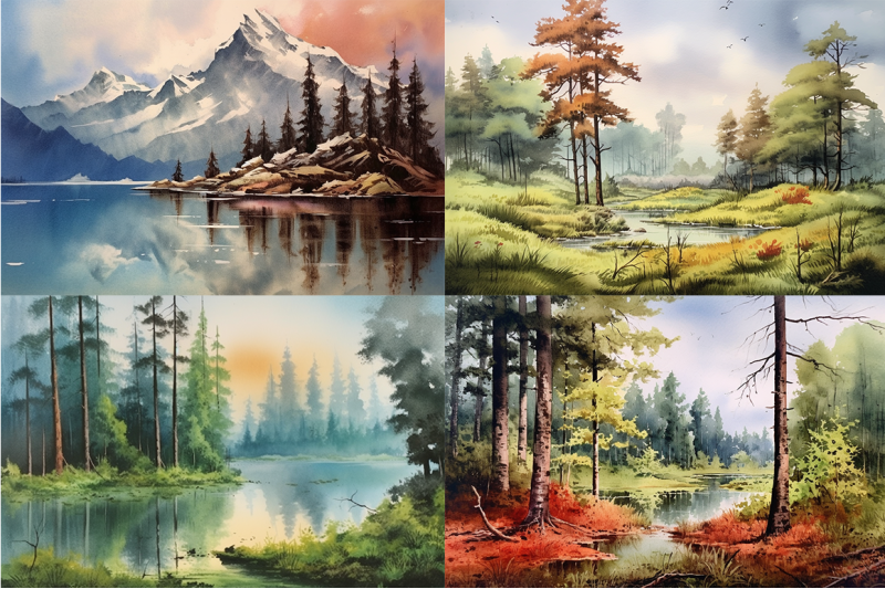 serene-landscapes-watercolor-nature-collection