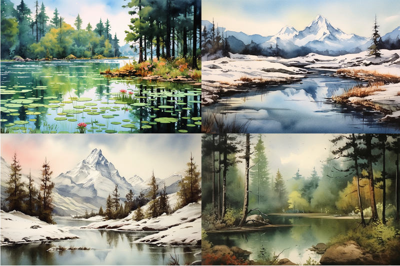 serene-landscapes-watercolor-nature-collection