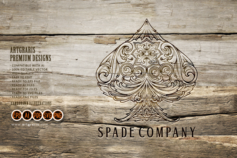 luxury-classic-ace-of-spades-floral-engraved-ornament-logo