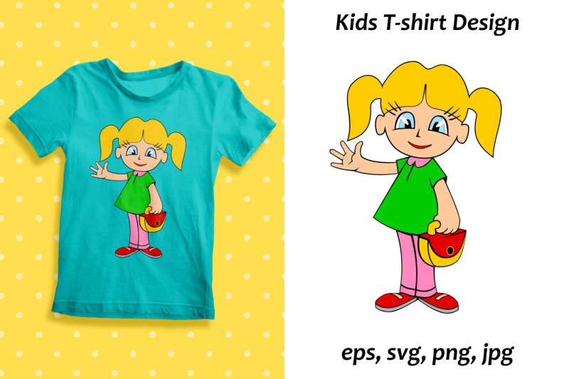 cartoon-little-girl-sublimation-kids-t-shirt-design