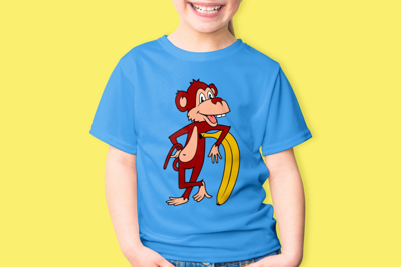 cartoon-monkey-sublimation-kids-t-shirt-design