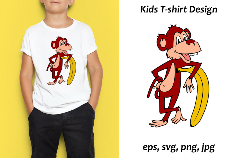 cartoon-monkey-sublimation-kids-t-shirt-design