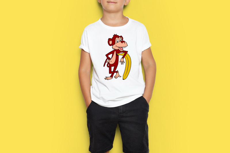 cartoon-monkey-sublimation-kids-t-shirt-design