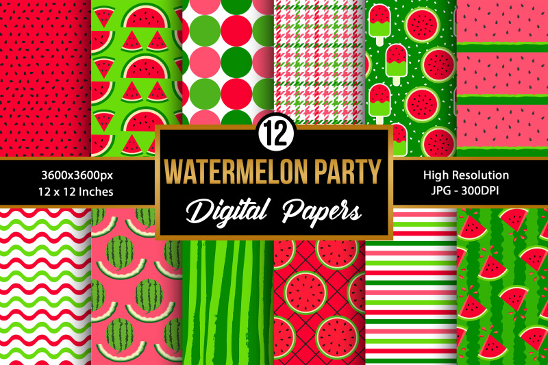 watermelon-party-digital-papers-fruits-seamless-patterns